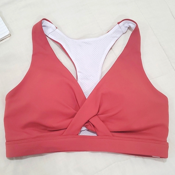 Salmon Rusty Pink Twist Front Racerback Sports Bra or Bikini Top - Picture 1 of 7